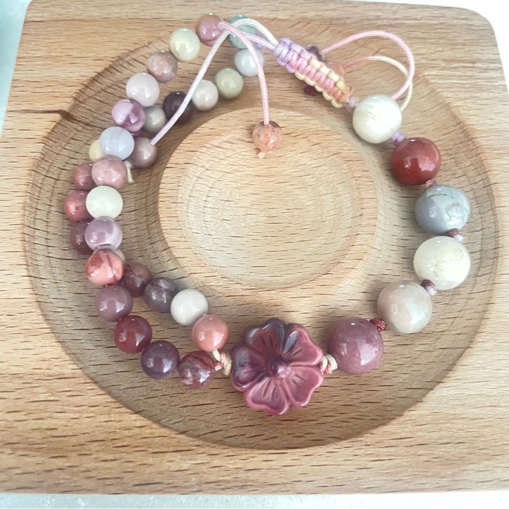 Alashan agate Pink and Purple Beaded Bracelet